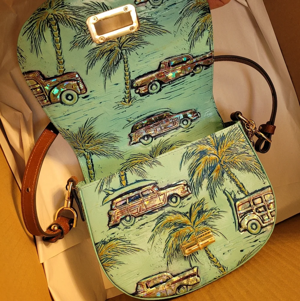 Brahmin BRIAR   Copa Cabana Blue Crossbody Bag with Gold Turn-Lock Nwt - Picture 5 of 11